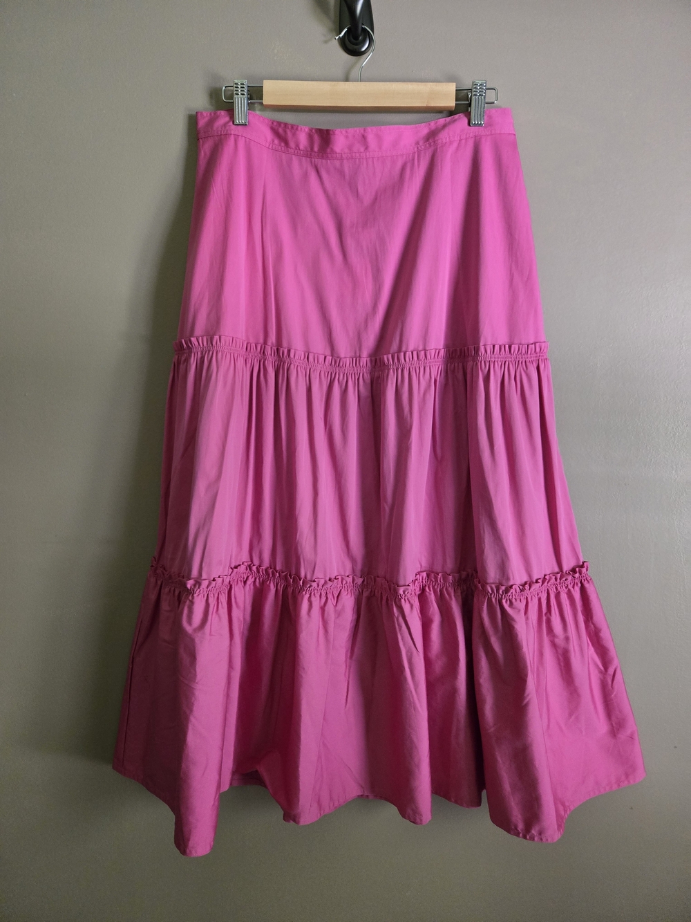 NWT Polo Ralph Lauren Pink Tiered Cotton Midi Skirt 12